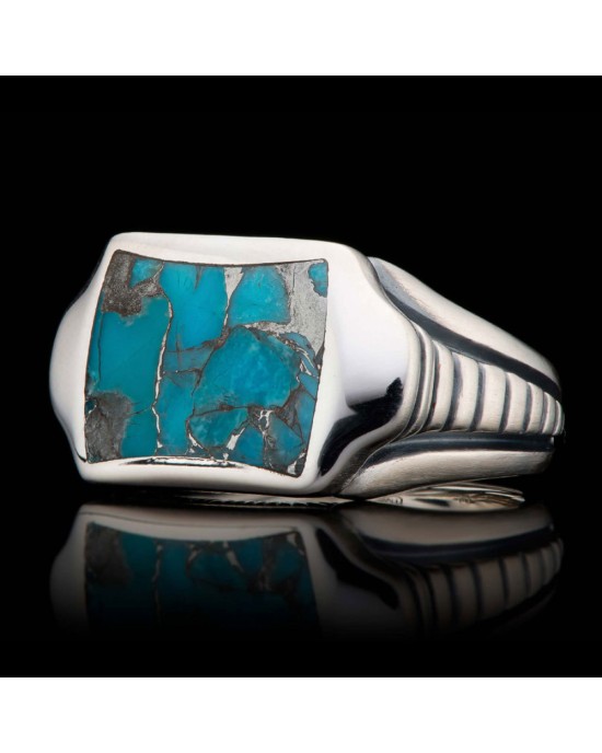 William Henry Sleek Sterling Silver Turquoise Ring 8TQ-12